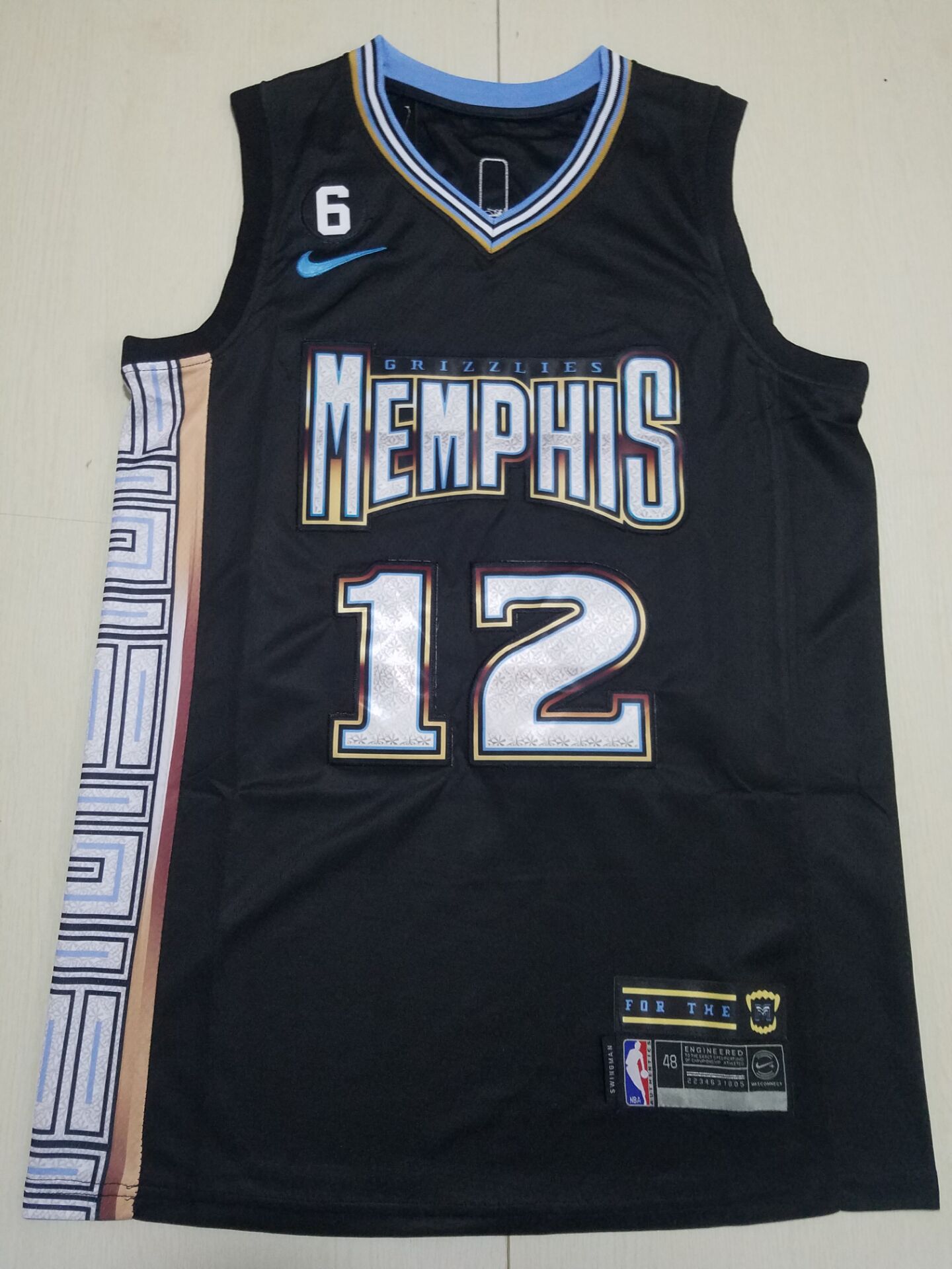 Men Memphis Grizzlies #12 Morant Black City Edition Nike 2022 NBA Jersey->memphis grizzlies->NBA Jersey